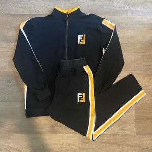 Men’s Black and Yellow Designer Tracksuit Size Large.